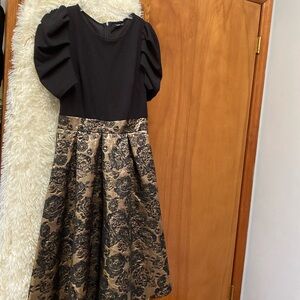 SHEIN Women’s Black & Gold Midi Semi Formal Dress. Size M.